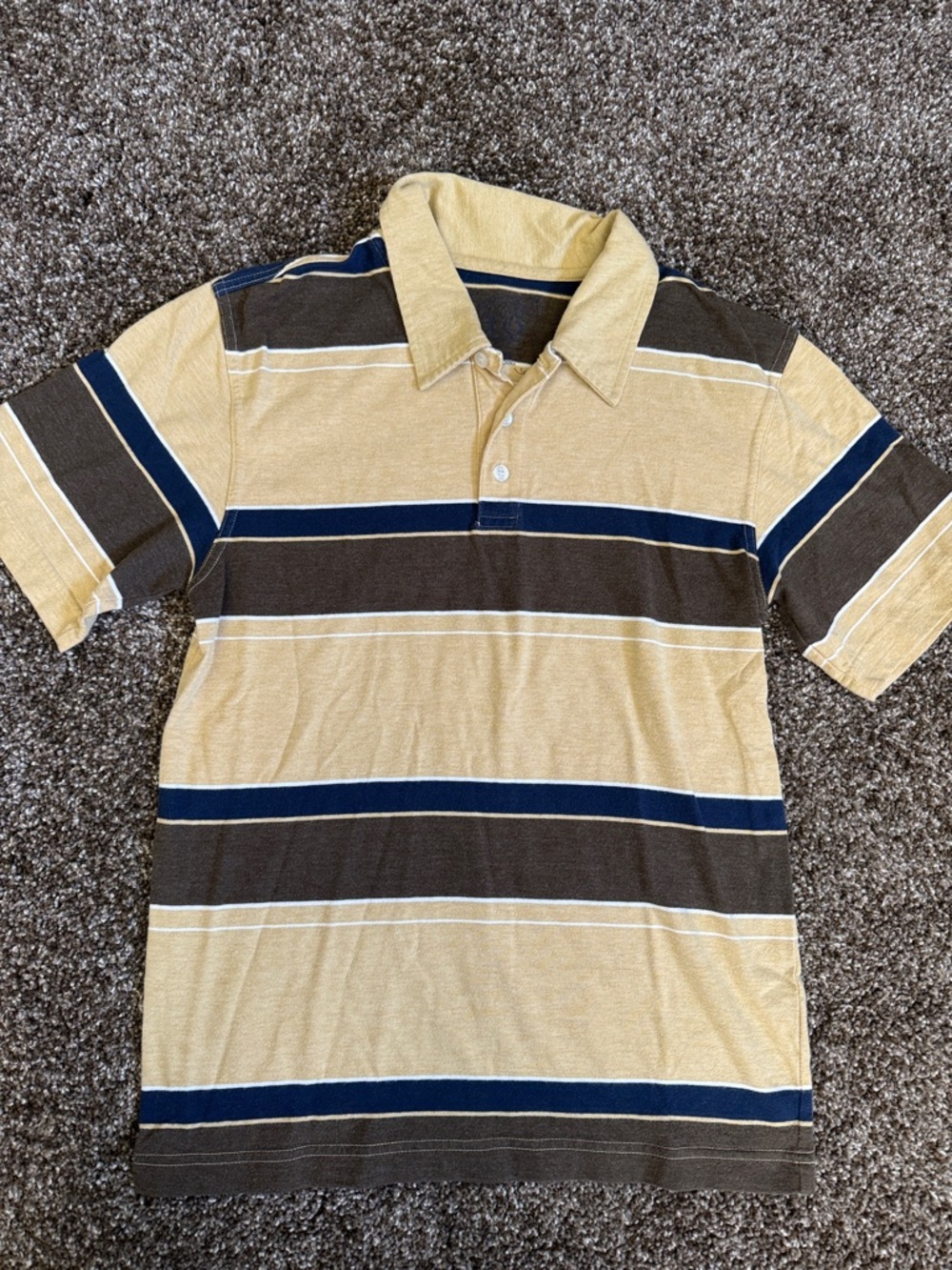 Kids Striped Polo Shirt in Beige, Brown & Navy